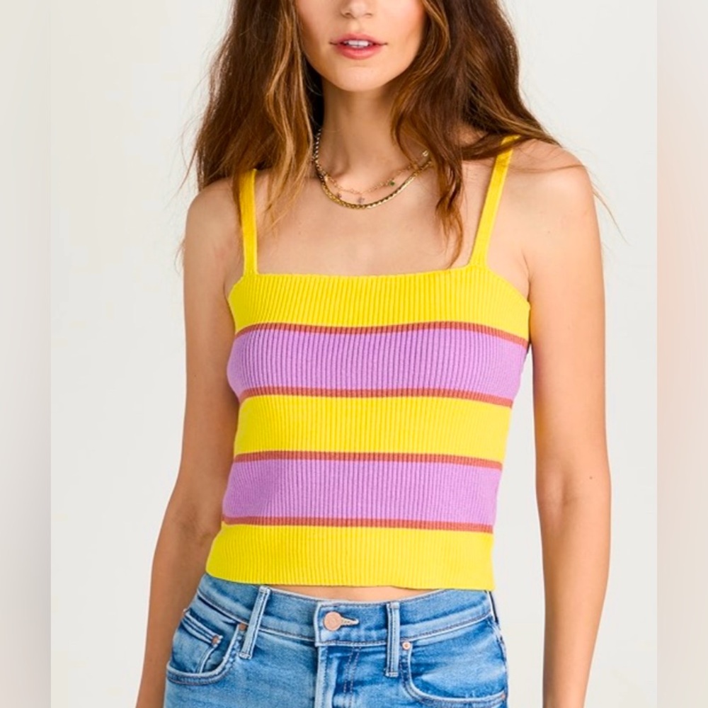 Mother Tube Tank, Ribbed Striped Yellow and Purple